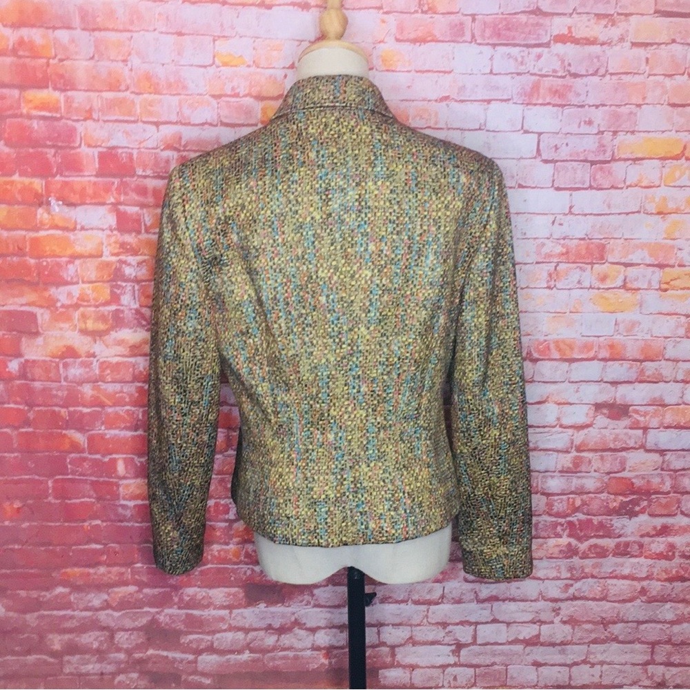 Vintage Jones New York Colorful Cropped Tweed Button Down Blazer Jacket - Picture 4 of 7